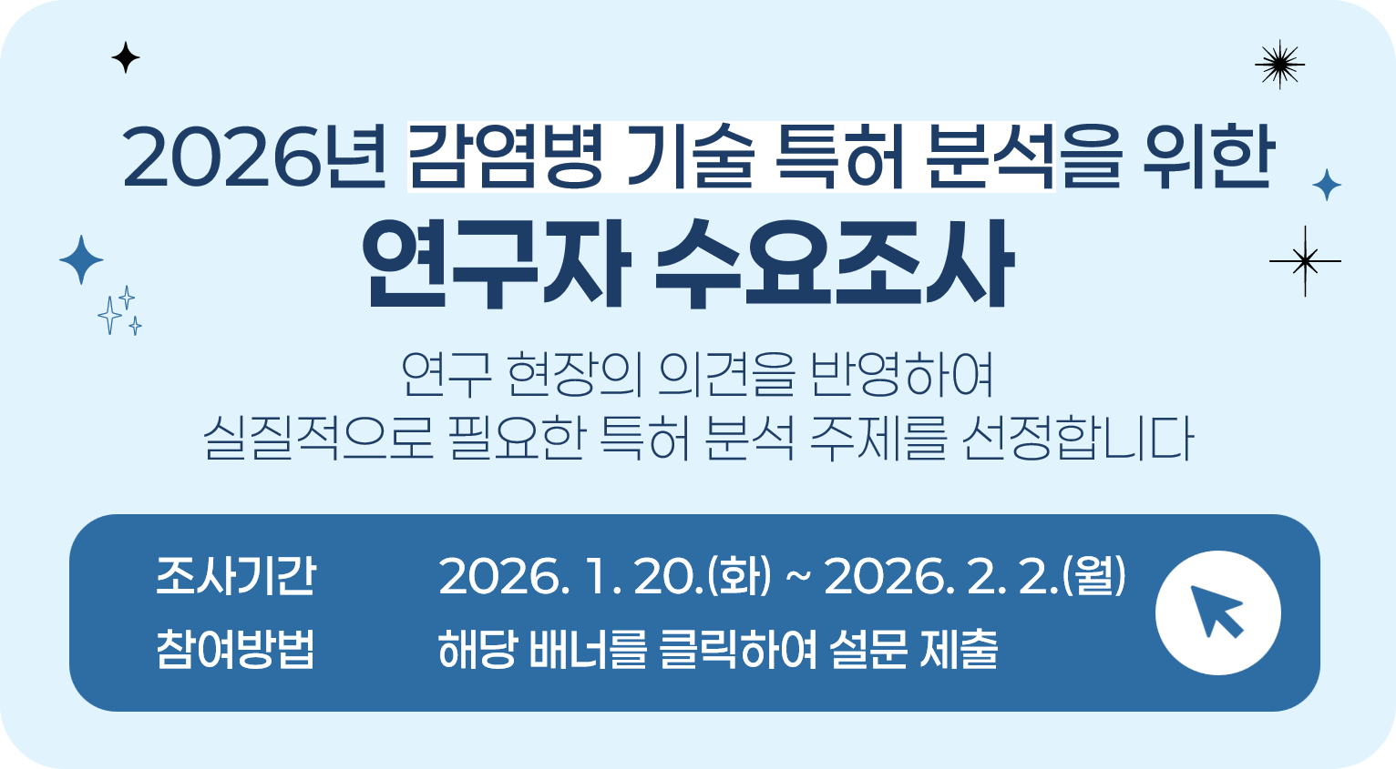 2026년 감염병 기술 특허 분석을 위한 연구자 수요조사